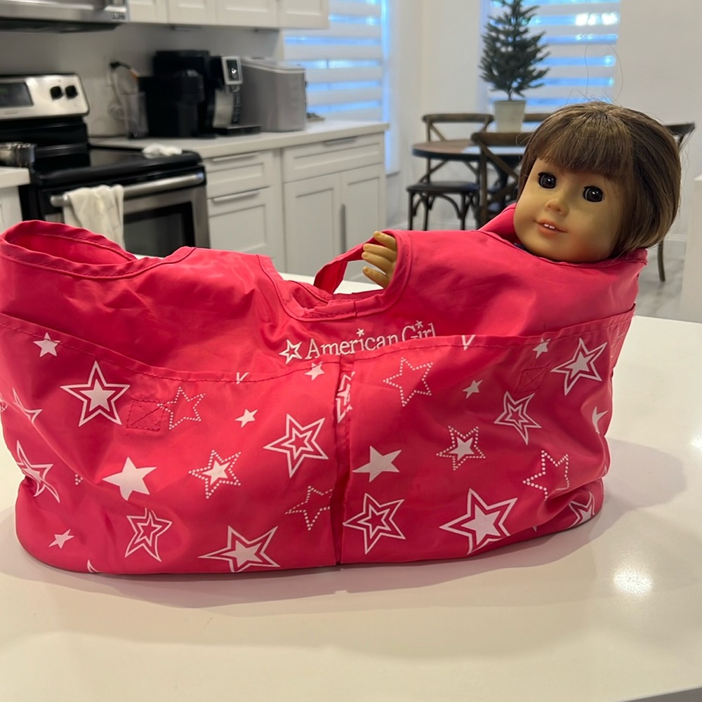American girl carry bag